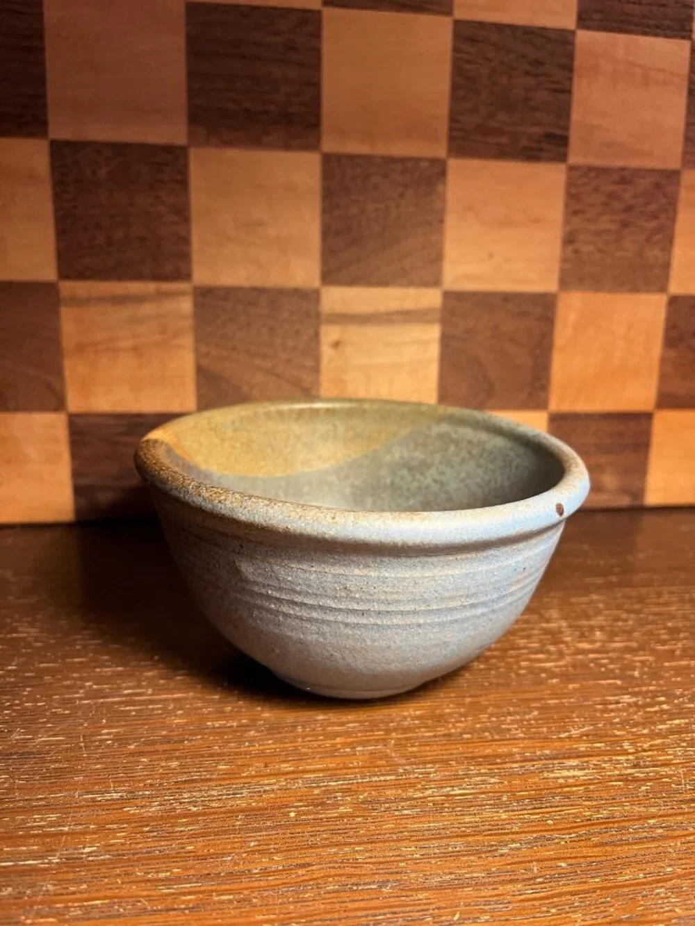 Handmade Gray Blue Tan Stoneware Bowl A872